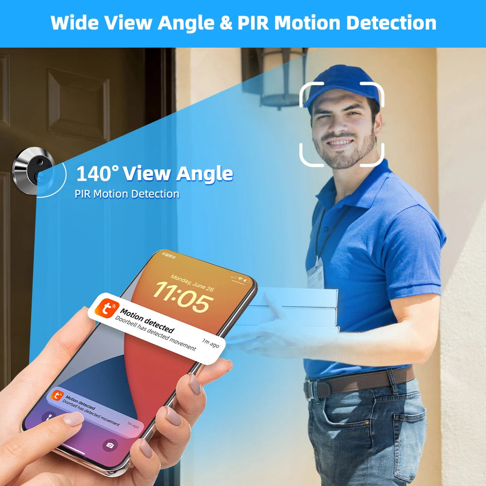 Smart WiFi Peephole Door Camera 3MP 140° | צופייה חכמה לדלת 3MP WiFi