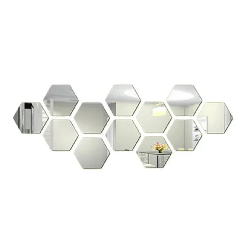 Hexagon Acrylic 3D Mirror Wall Sticker Home Decor