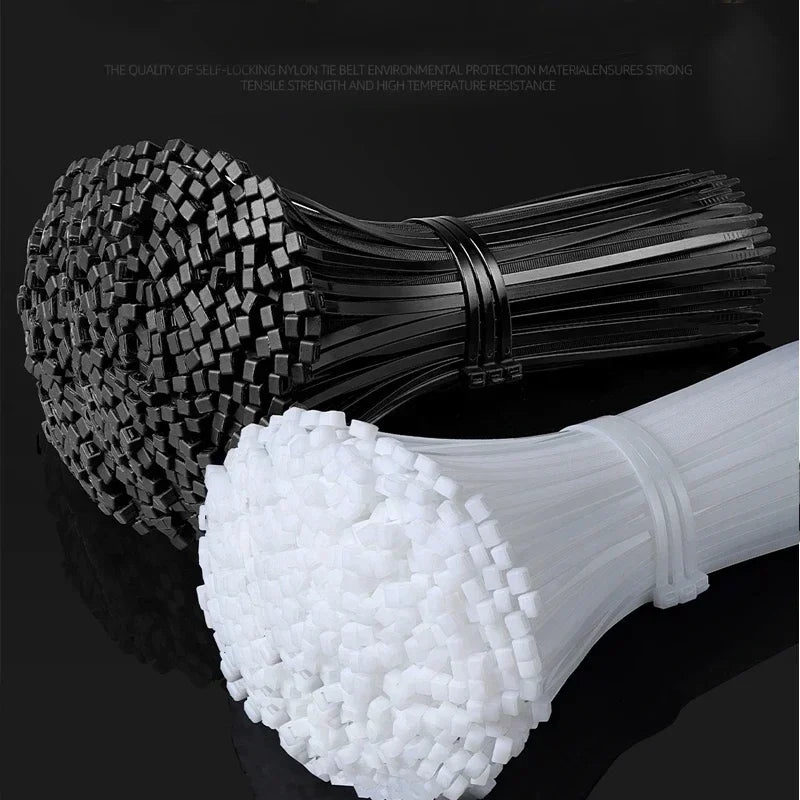 Nylon Cable Ties Set – 100/1000pcs Self-Locking Zip Ties for Home & Office Wiring