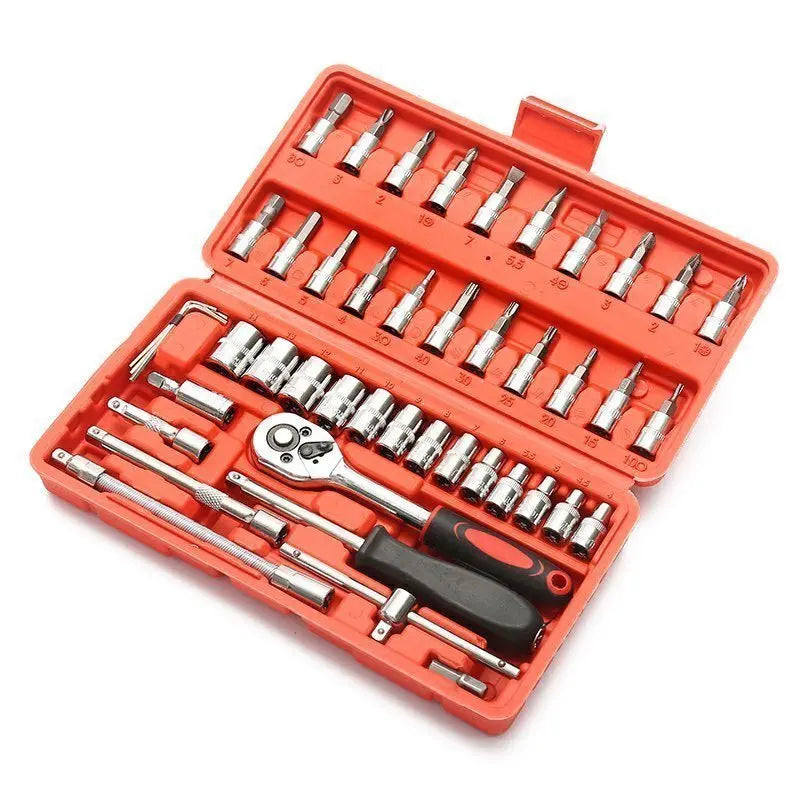 46Pcs 1/4" Ratchet Socket Wrench Set