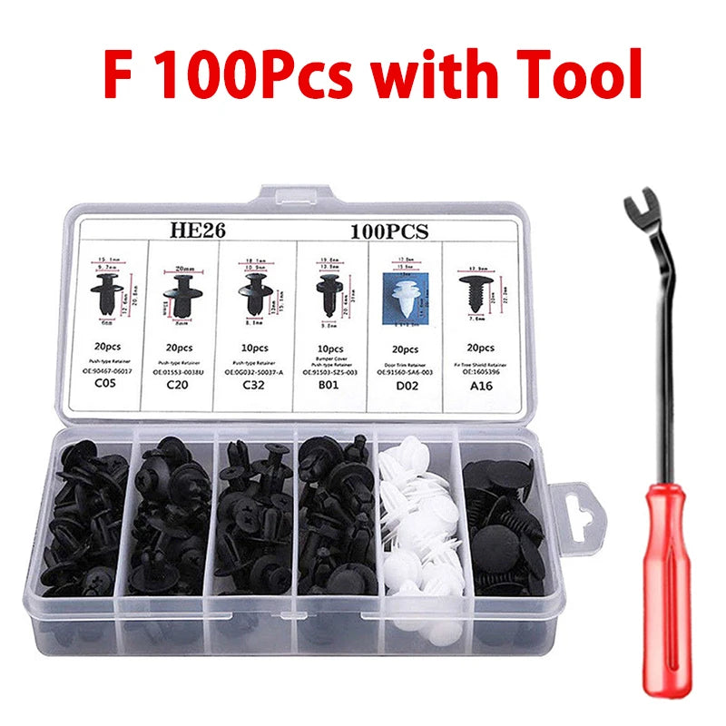 Car Body Fastener Clip Kit – Push Retainer Pins for Bumper, Door & Trim Panels (50/100 pcs)