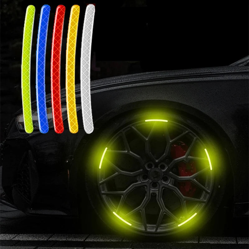 Car Wheel Hub Reflective Strips – Door Handle Safety Warning Stickers for Auto Exterior