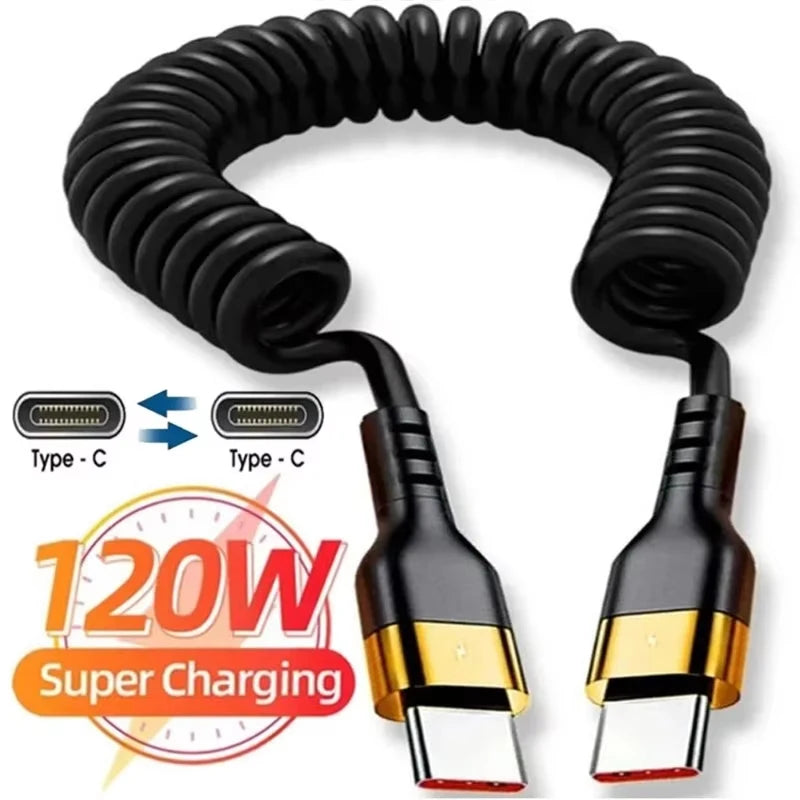 Spring USB-C to USB-C Cable PD 120W 5A | כבל ספירלי USB-C 120W 5A