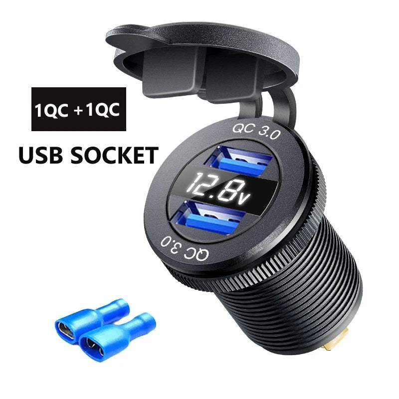 3-Port Car USB Charger Socket USB-C PD + QC 3.0 | שקע טעינה 3 יציאות לרכב
