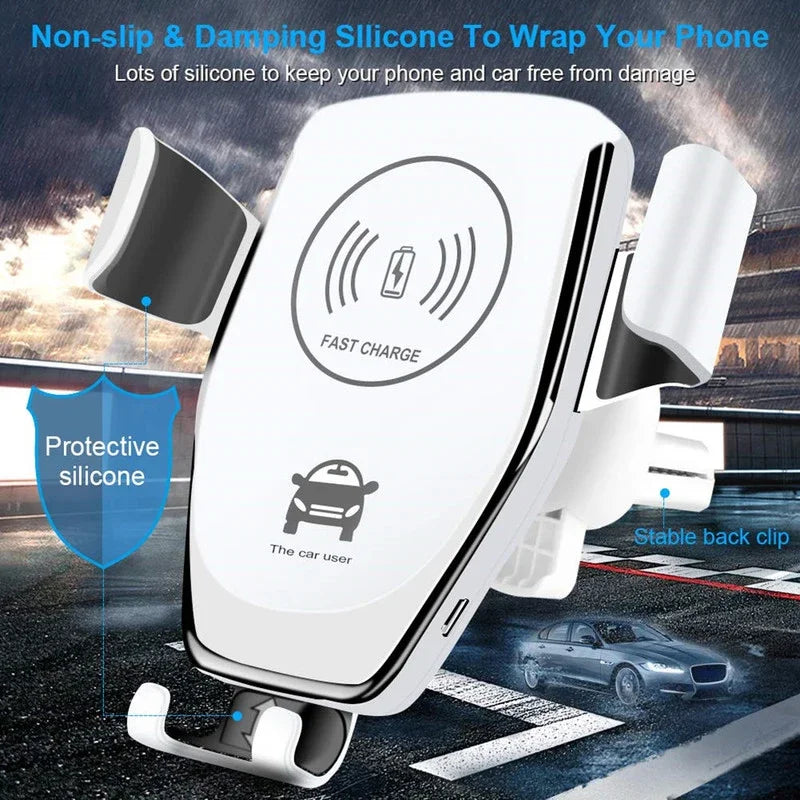 Fast Wireless Car Charger Holder – Auto Phone Mount for iPhone 17/16/15/14/13/12 & Samsung