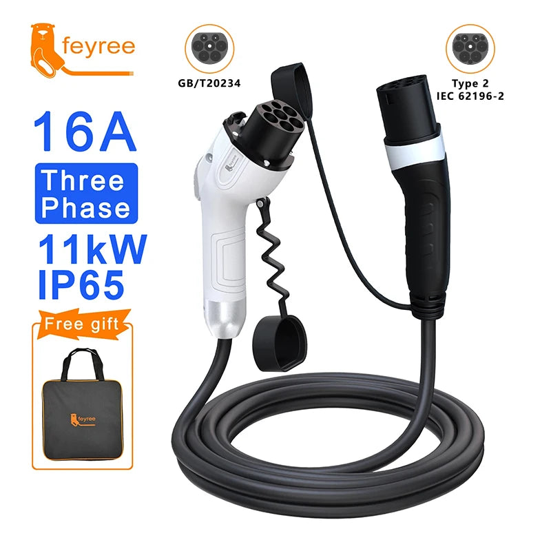 EV Charger Cable GB/T to Type 2 16A/32A 22kW | כבל טעינה GB/T ל-Type 2 22kW