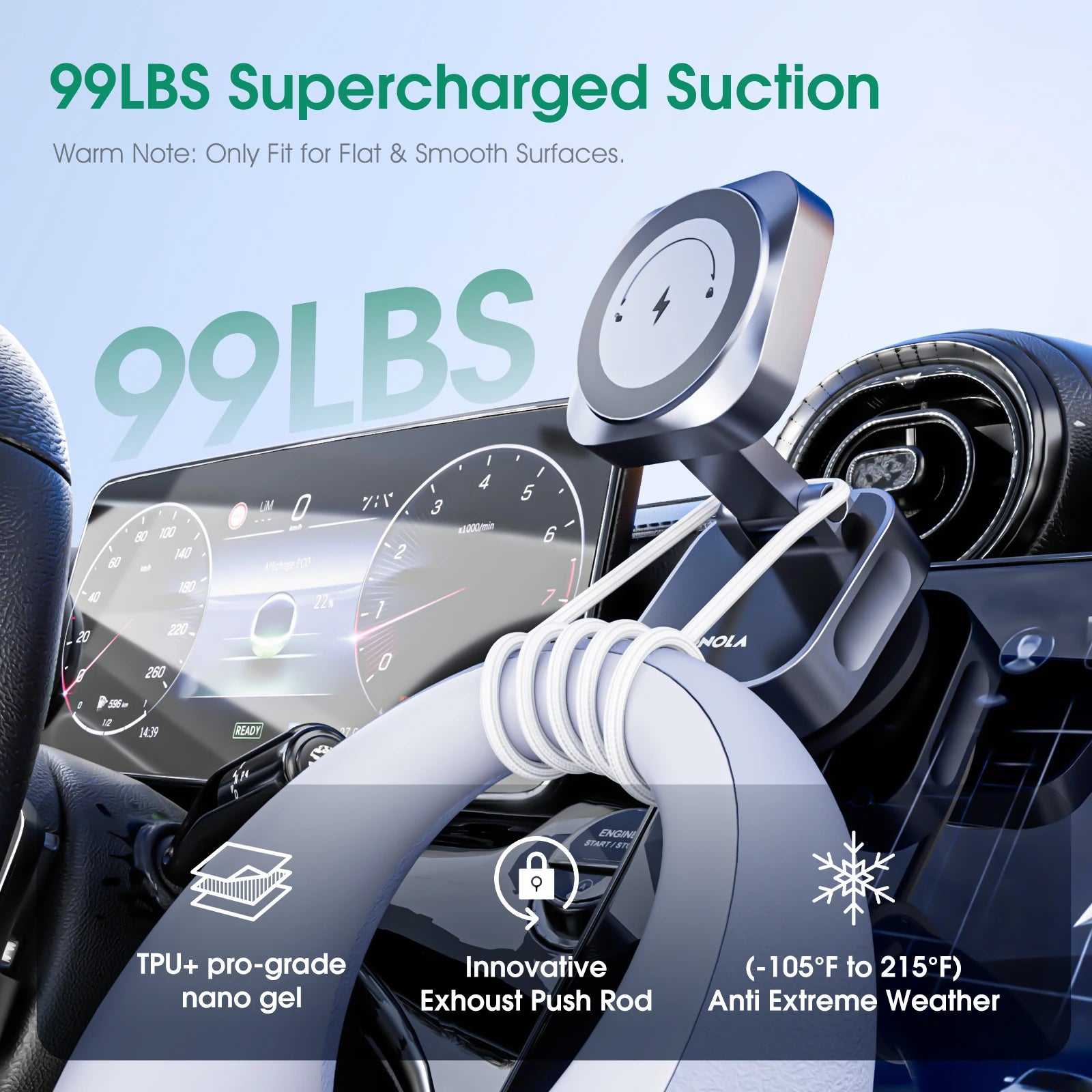 Car Suction Cup Wireless Charger 25W MagSafe | מטען אלחוטי 25W כוס יניקה לרכב