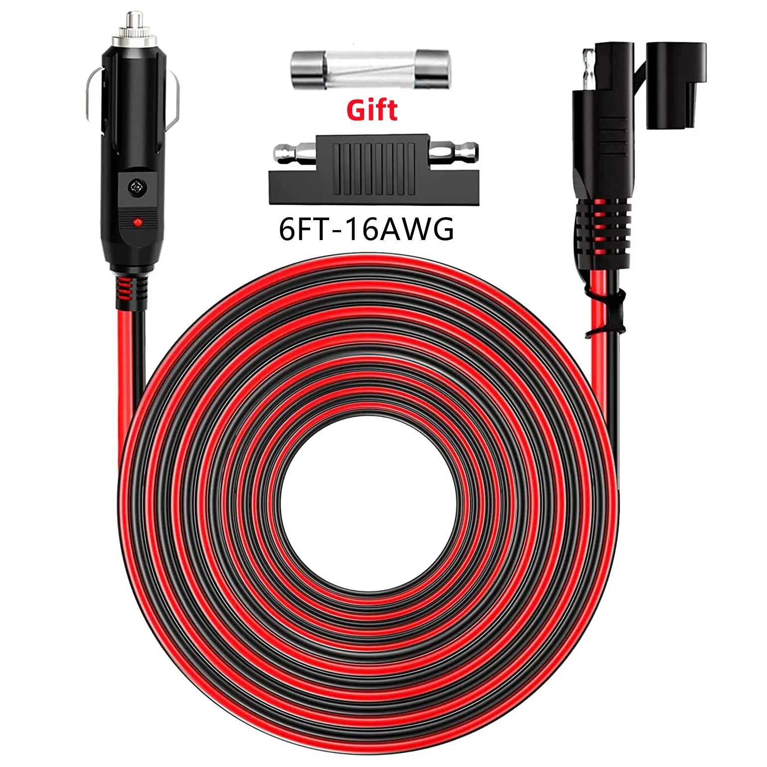 Car male plug cigarette lighter socket adapter power cord crocodile clip 12/24V male plug adapter power cord extender