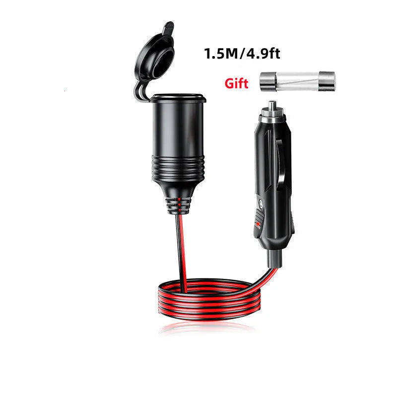 Car male plug cigarette lighter socket adapter power cord crocodile clip 12/24V male plug adapter power cord extender