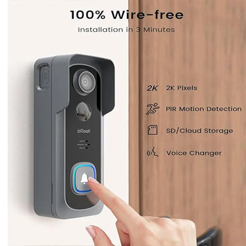 Wireless Video Doorbell 2K AI Motion Detection | דלתון חכם אלחוטי 2K זיהוי AI