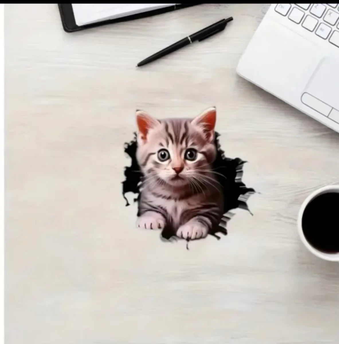 3D Cute Cat Car Sticker – Universal Vehicle & Laptop Decoration Decal (1PC)