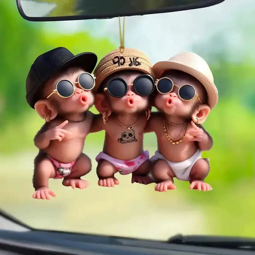 2D Acrylic Monkey Pendant – Personalized Car & Christmas Tree Decoration Ornament