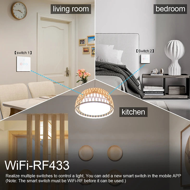 Tuya WiFi Smart Touch Switch 1/2/3 Gang | מתג חכם Tuya WiFi 1/2/3 כנופות
