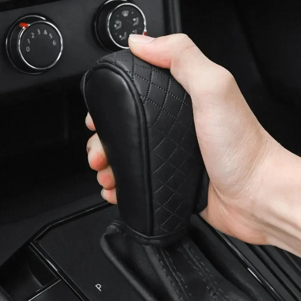 PU Leather Gear Shift Cover – Non-Slip Universal Automatic Car Shift Handle Protector
