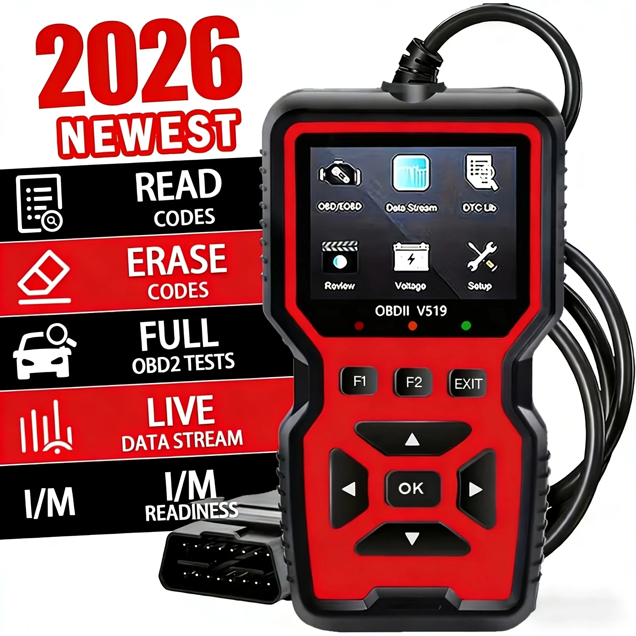 V519 Professional OBD2 Scanner – Automotive Diagnostic Tool with Live Data & Code