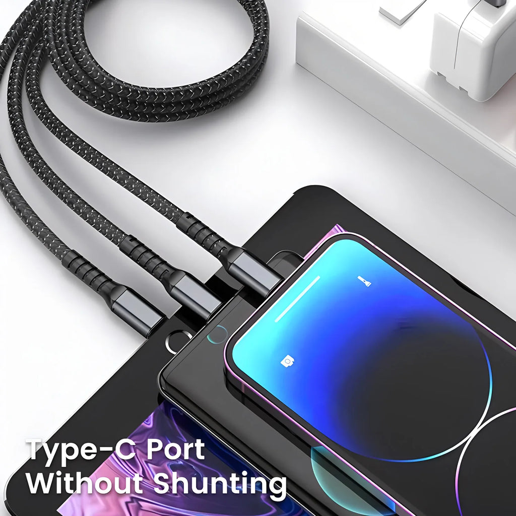 3-in-1 Fast Charging Cable 100W USB-C/Micro/Lightning | כבל טעינה 3 ב-1 100W