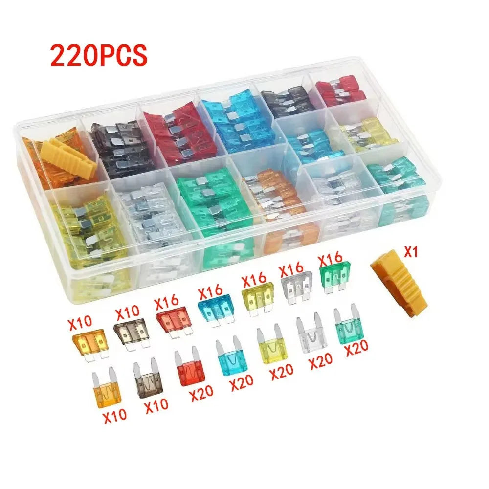 100pcs Car Blade Fuses Set – 2A to 35A Assorted Automotive Fuse Kit for Car/RV/Truck