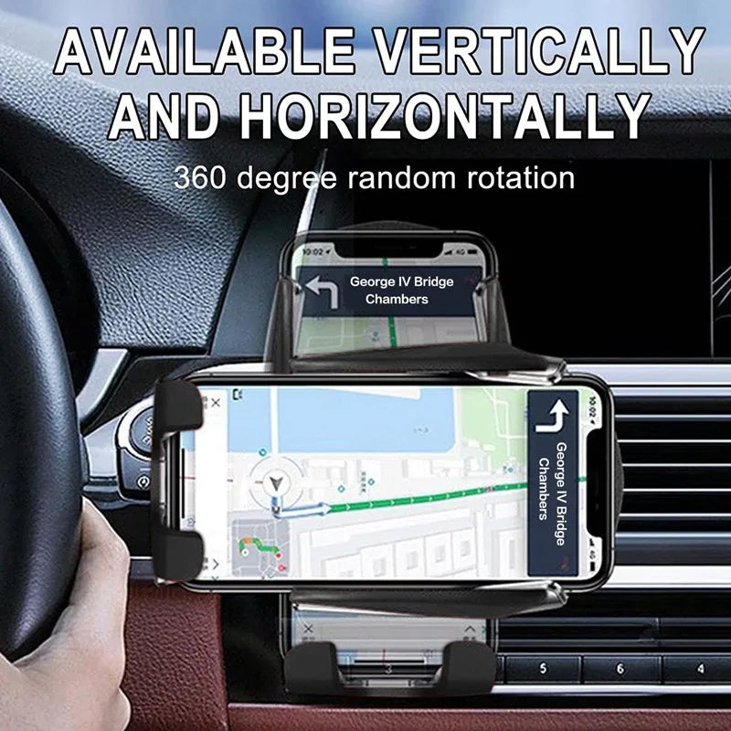 Wireless Car Charger Mount – Air Vent Phone Holder with Infrared Auto-Clamp Fast Charging