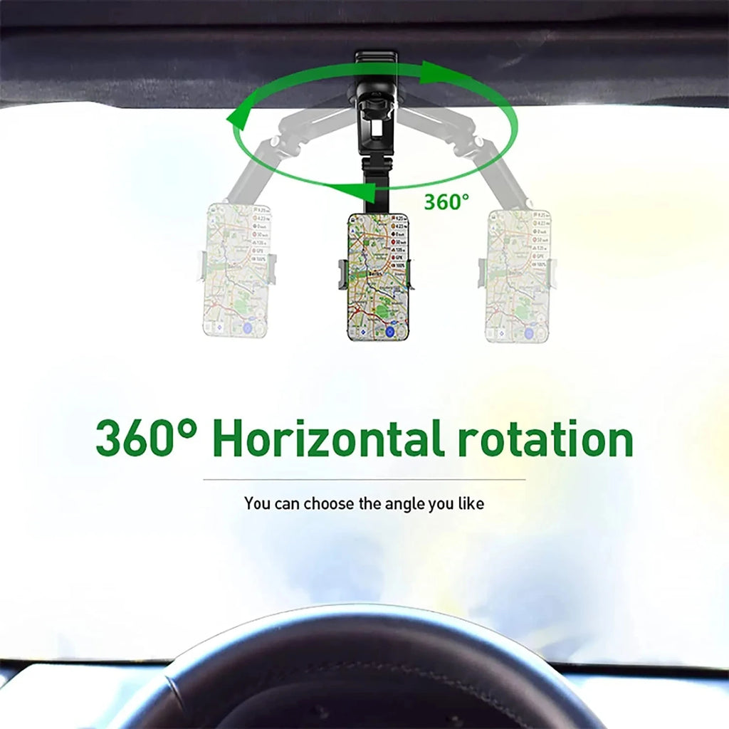Sun Visor Phone Holder for Car – 360° Rotating Multifunction Clip Mount for iPhone & Android