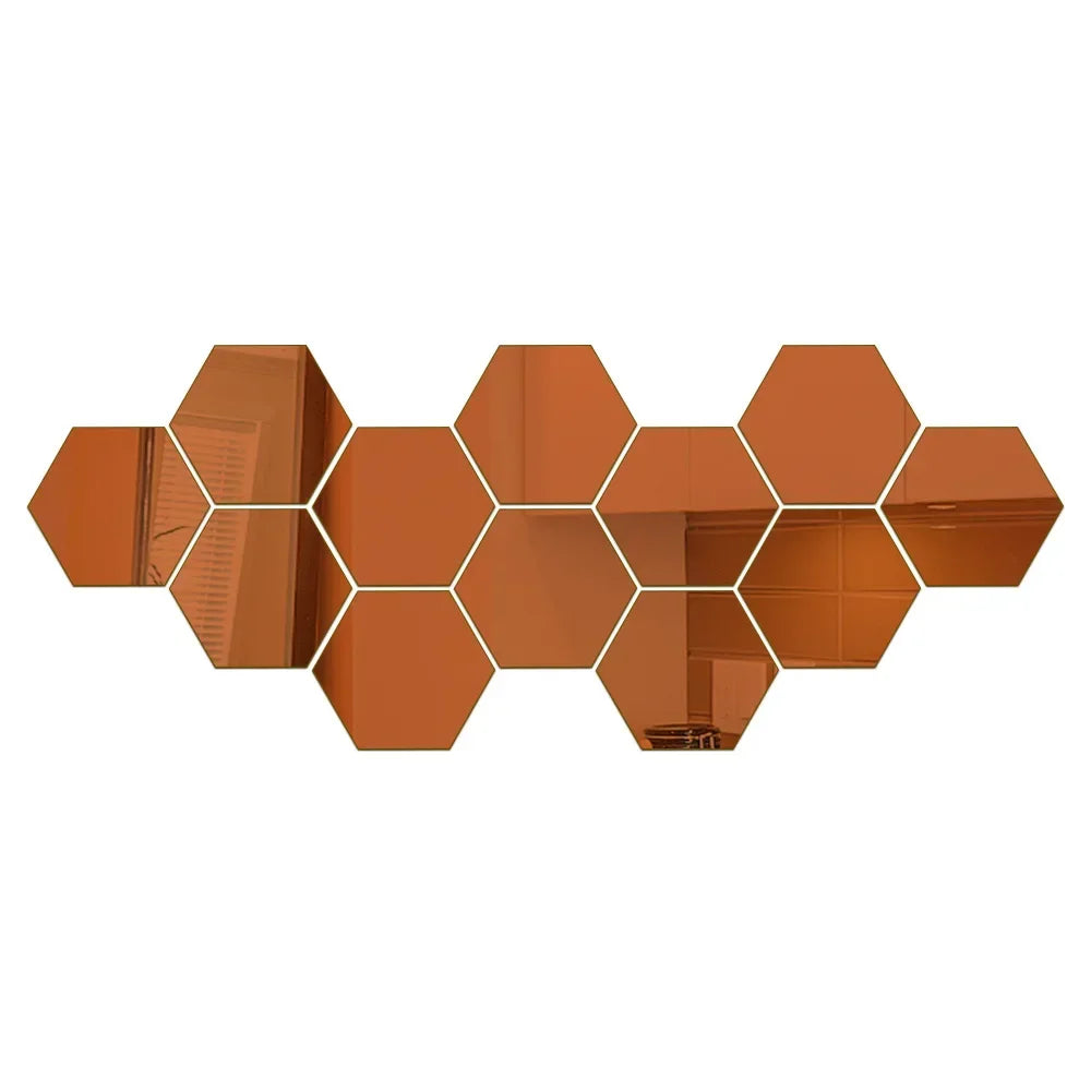 Hexagon Acrylic 3D Mirror Wall Sticker Home Decor