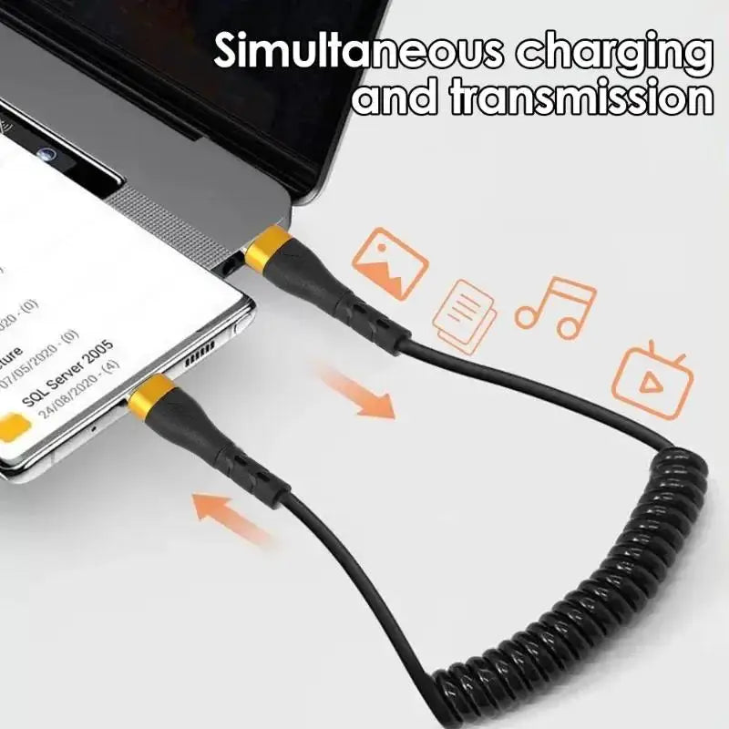 Spring USB-C to USB-C Cable PD 120W 5A | כבל ספירלי USB-C 120W 5A