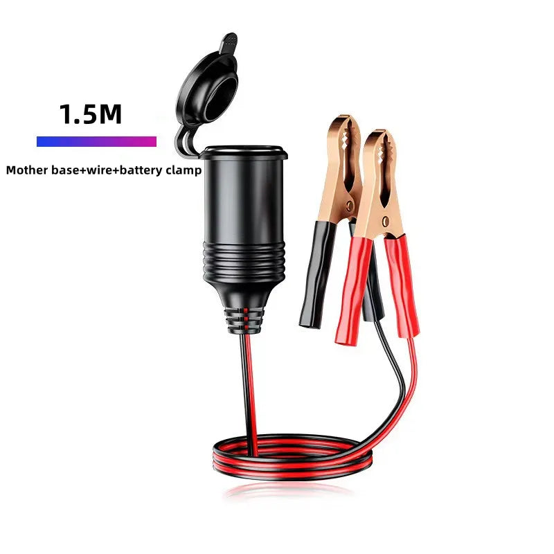 Car male plug cigarette lighter socket adapter power cord crocodile clip 12/24V male plug adapter power cord extender