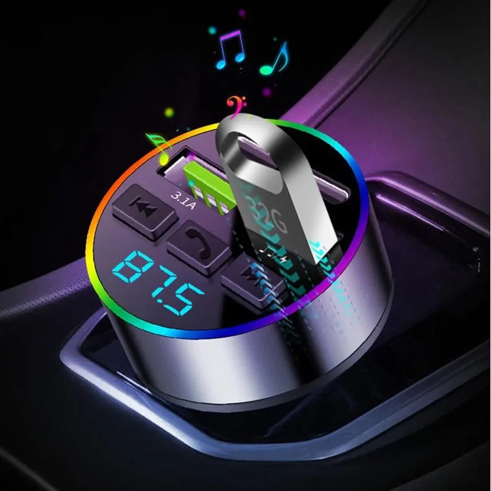 Bluetooth 5.0 FM Transmitter Car Charger – USB MP3 Player & Hands-Free Adapter