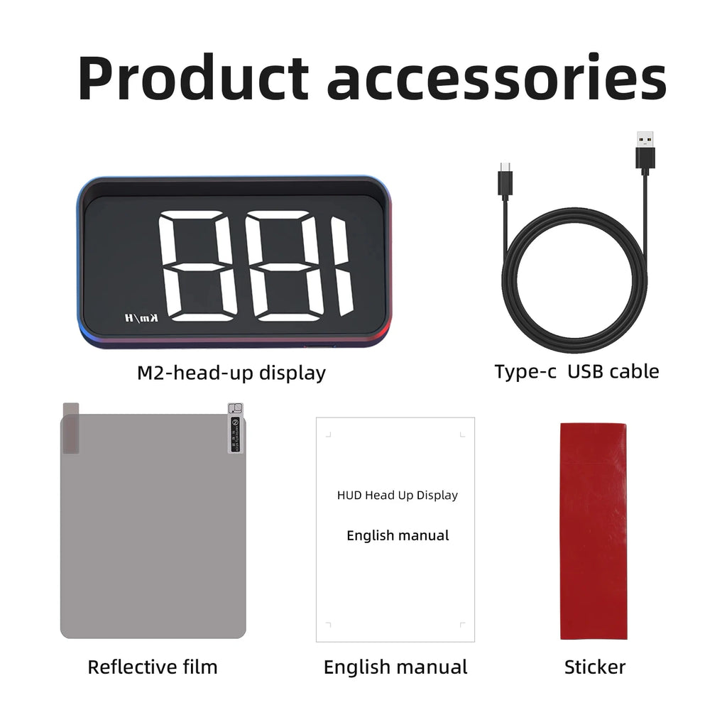 M2 HD Car Head up Display GPS Speedometer KM/H