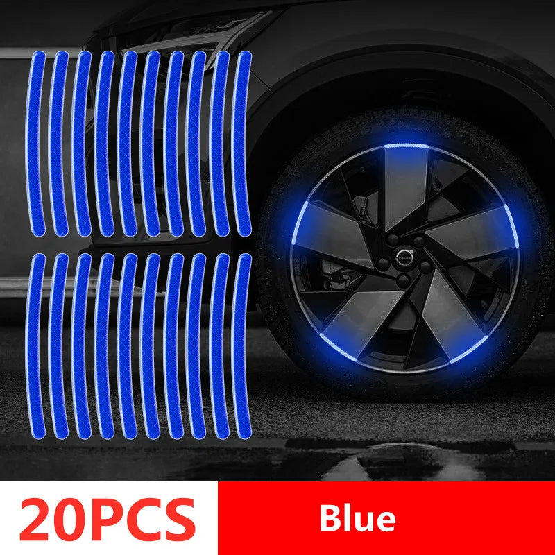 Car Wheel Hub Reflective Strips – Door Handle Safety Warning Stickers for Auto Exterior