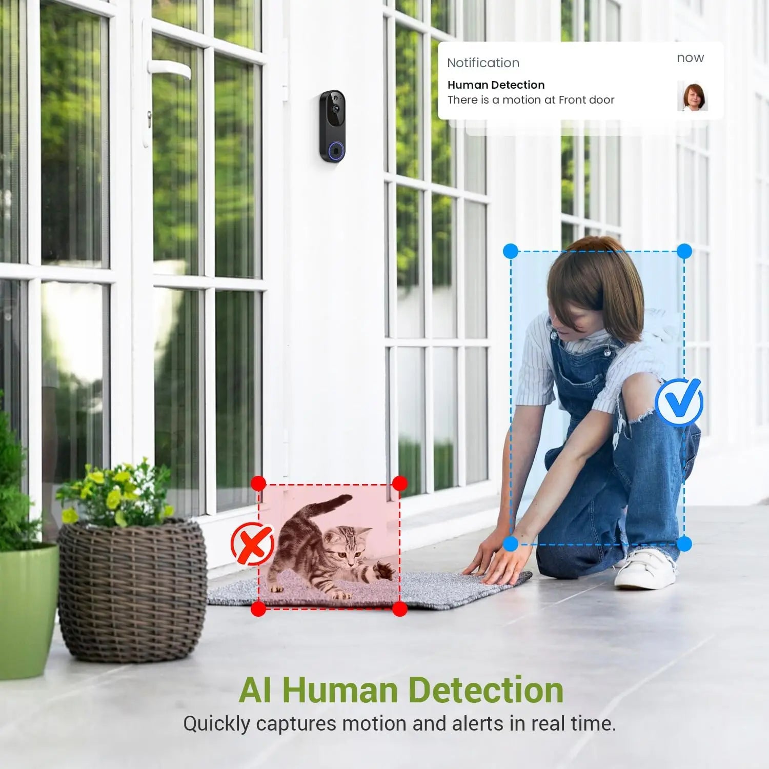 Wireless Video Doorbell 1080P AI Night Vision | דלתון חכם 1080P ראיית לילה AI