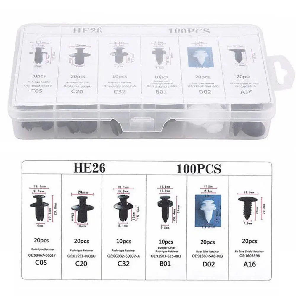 Car Body Fastener Clip Kit – Push Retainer Pins for Bumper, Door & Trim Panels (50/100 pcs)