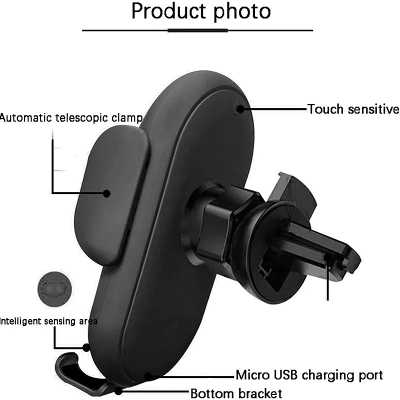 Wireless Car Charger Mount – Air Vent Phone Holder with Infrared Auto-Clamp Fast Charging