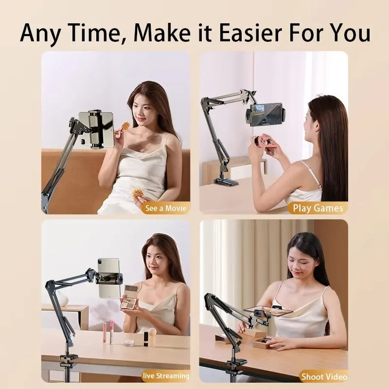 Tablet Stand Rotatable Phone Stand Long Arm Metal 180 °   Adjustable Holder for iPad Pro Mini Air Xiaomi Tablet Compatible 4-12.9