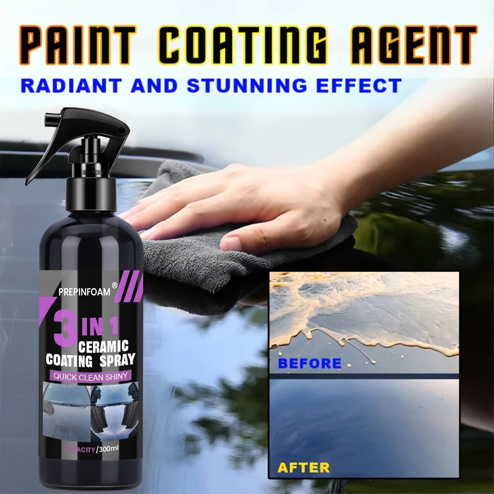 3-in-1 Ceramic Nano Coating Spray – Hydrophobic Car Paint Protection & Shine