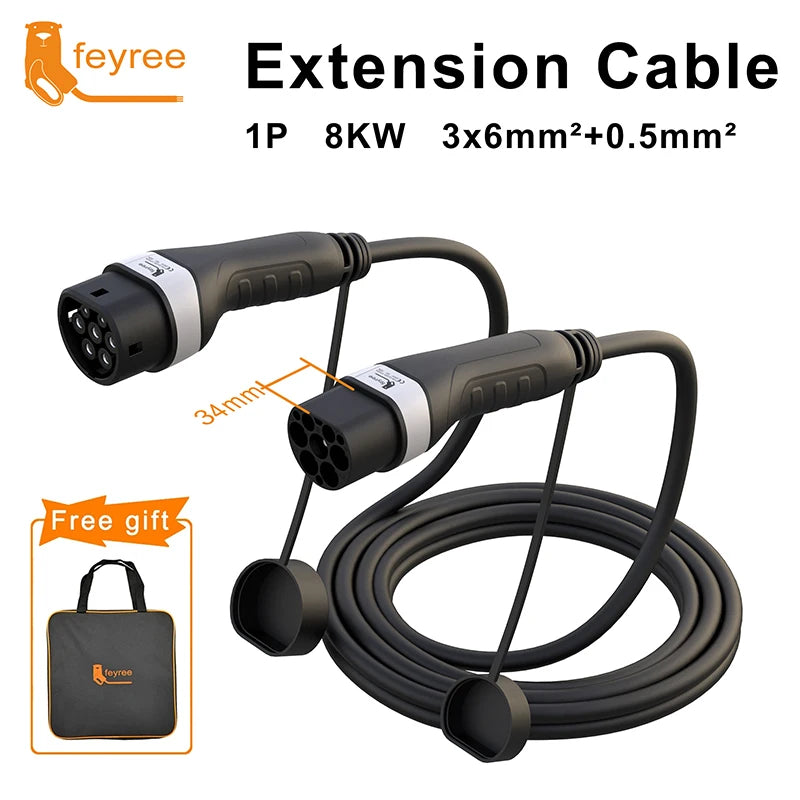 EV Charging Cable Type 2 16A/32A 4-22kW 5M | כבל טעינה EV Type 2 16A/32A 22kW