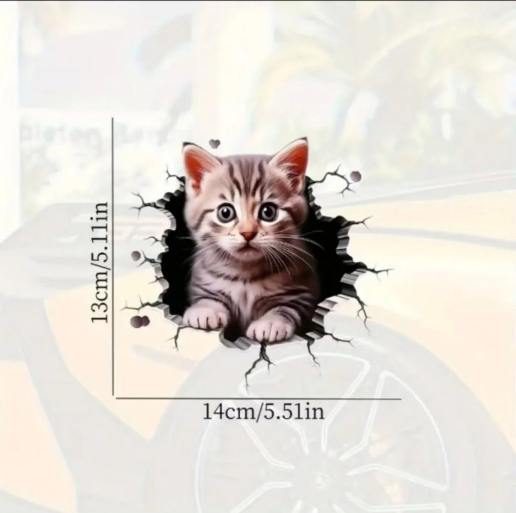3D Cute Cat Car Sticker – Universal Vehicle & Laptop Decoration Decal (1PC)