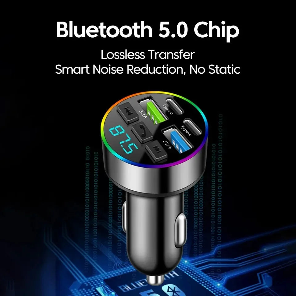 Bluetooth 5.0 FM Transmitter Car Charger – USB MP3 Player & Hands-Free Adapter