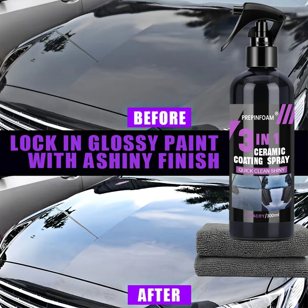 3-in-1 Ceramic Nano Coating Spray – Hydrophobic Car Paint Protection & Shine