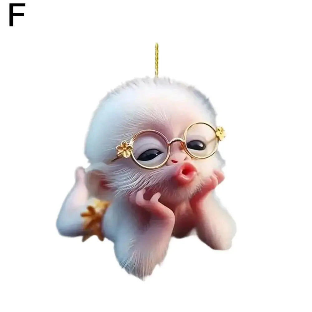 2D Acrylic Monkey Pendant – Personalized Car & Christmas Tree Decoration Ornament