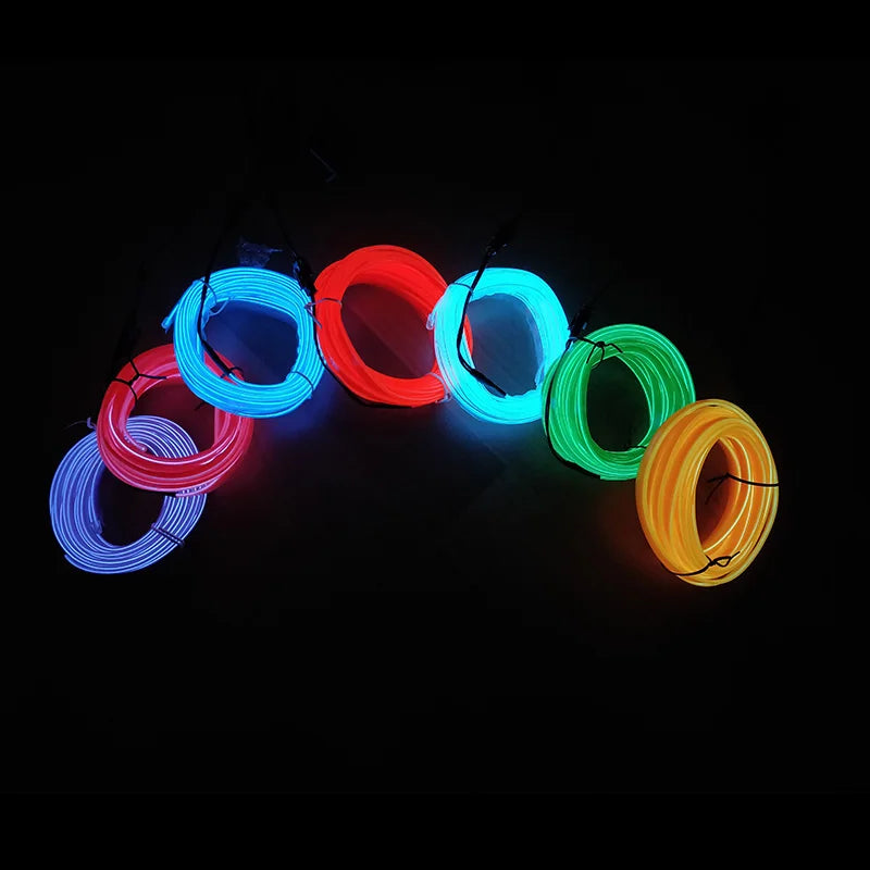 Car Interior LED Neon Strip – EL Wire Ambient Light (1M/3M/5M USB Flexible Decorative Lamp)