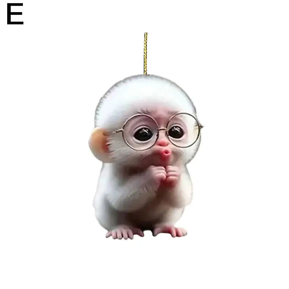 2D Acrylic Monkey Pendant – Personalized Car & Christmas Tree Decoration Ornament