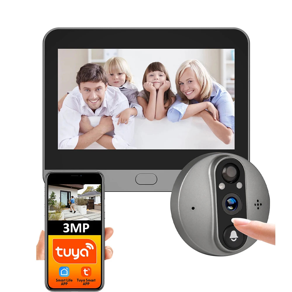 Smart Peephole Camera 3MP WiFi 5000mAh Battery | צופייה חכמה 3MP סוללית 5000mAh