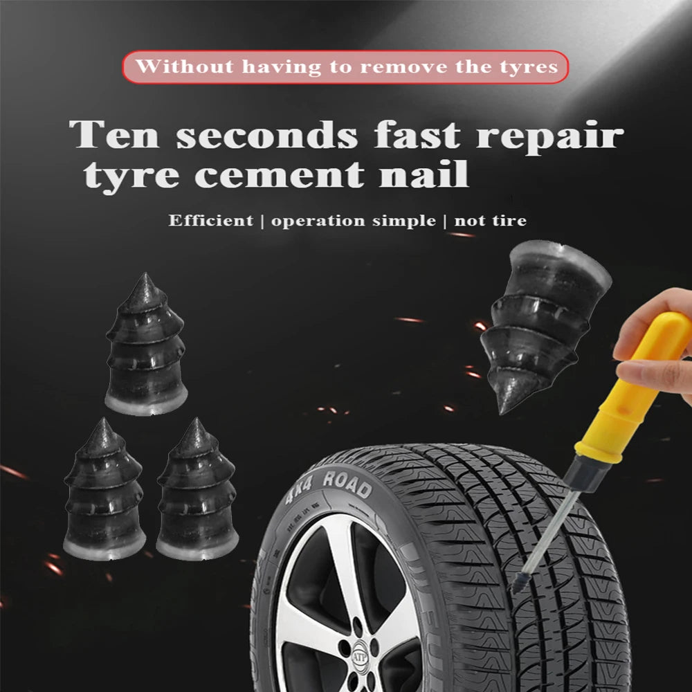 Car Tire Repair Rubber Nail Kit – Universal Tubeless Puncture Repair Set (10/30 pcs)