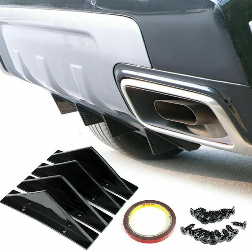 4PCS Car Rear Bumper Lip Splitter – Universal Diffuser Spoiler Scratch Protector Trim Caps