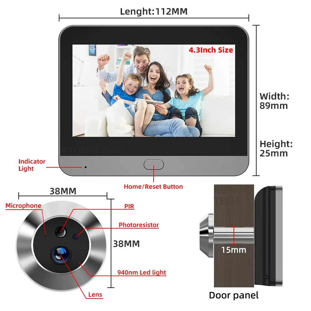 Smart WiFi Peephole Door Camera 3MP 140° | צופייה חכמה לדלת 3MP WiFi