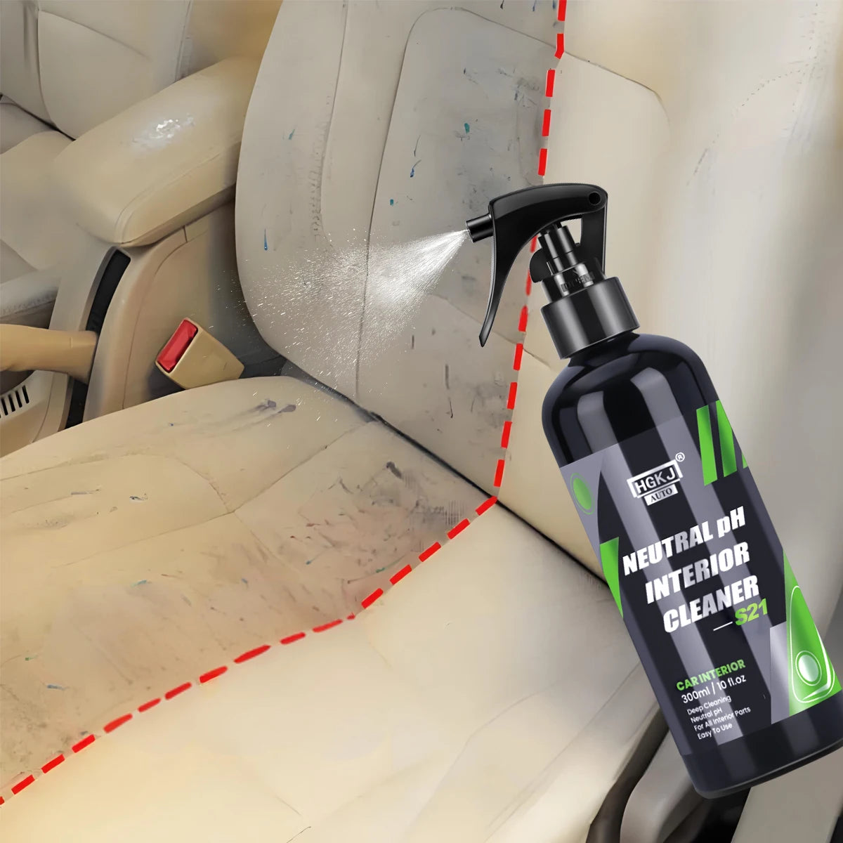 HGKJ S21 Car Interior Cleaner – Multi-Surface Foam Cleaner for Roof, Leather, Fabric & Dashboard