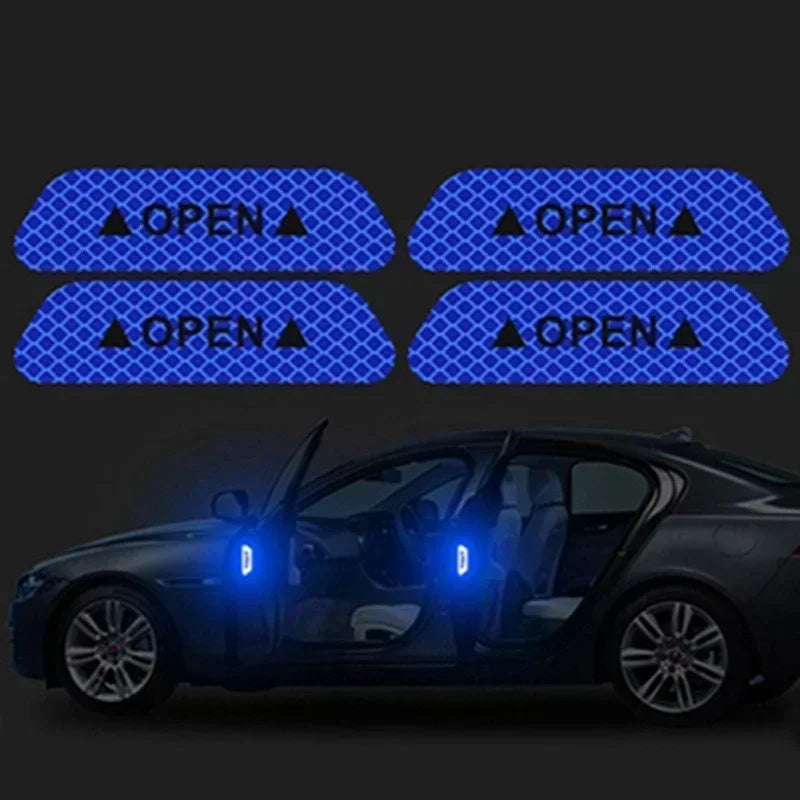 4PCS Reflective Car Door Stickers – Safety Warning Opening Reflector Decals