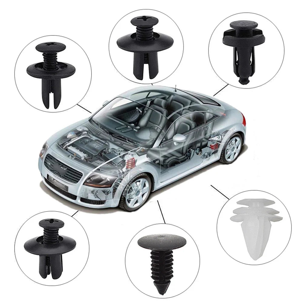 Car Body Fastener Clip Kit – Push Retainer Pins for Bumper, Door & Trim Panels (50/100 pcs)
