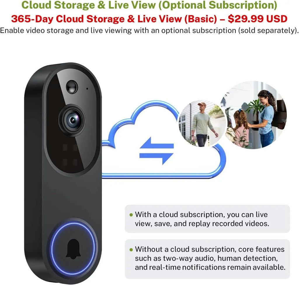 Wireless Video Doorbell 1080P AI Night Vision | דלתון חכם 1080P ראיית לילה AI