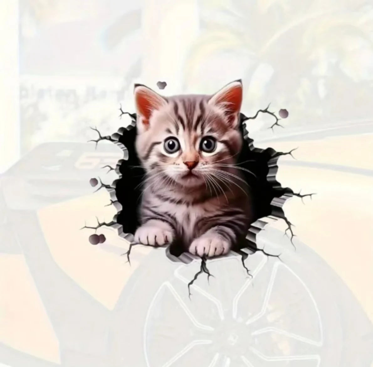 3D Cute Cat Car Sticker – Universal Vehicle & Laptop Decoration Decal (1PC)